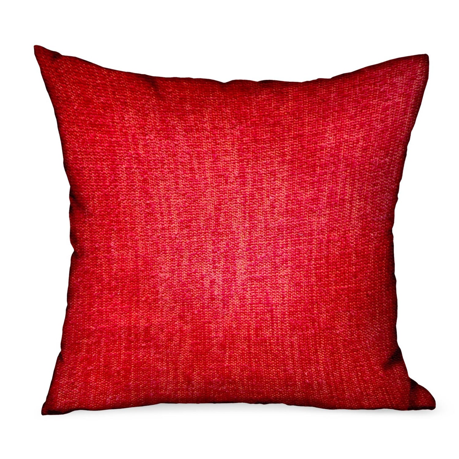 Scarlet Zest Red Solid Luxury Outdoor/Indoor Throw Pillow showcasing its vibrant red color and durable Sunbrella fabric, perfect for stylish decor.