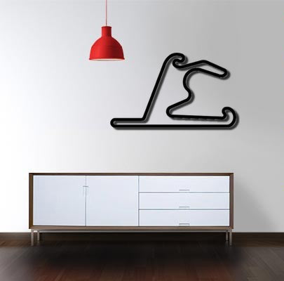 Sculpture Shanghai CIRCUIT made of black PVC, depicting the Shanghai racing circuit layout, measuring 27cm x 46cm.