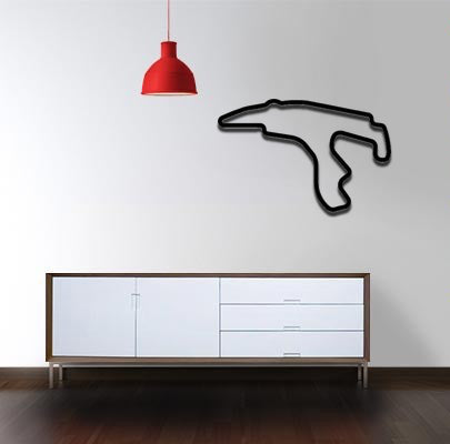 Sculpture mural of the Spa Francorchamps circuit made from 1cm thick PVC, showcasing intricate details in black.
