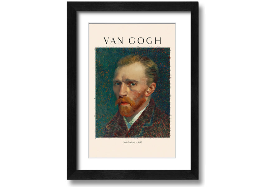 A vibrant reproduction of Van Gogh's Self-Portrait from 1887, printed on coated polyester canvas and mounted on a 44mm box frame.
