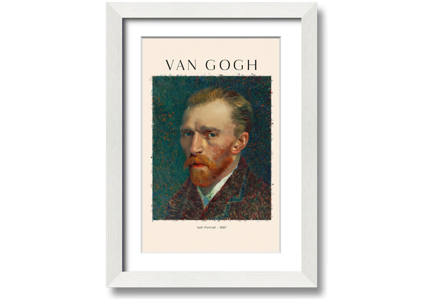 A vibrant reproduction of Van Gogh's Self-Portrait from 1887, printed on coated polyester canvas and mounted on a 44mm box frame.