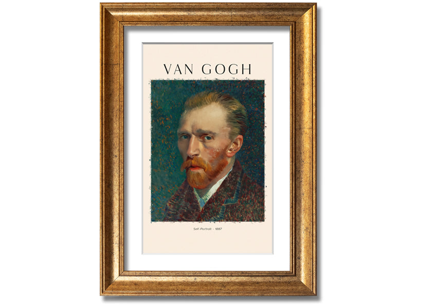 A vibrant reproduction of Van Gogh's Self-Portrait from 1887, printed on coated polyester canvas and mounted on a 44mm box frame.
