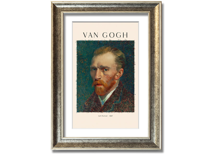 A vibrant reproduction of Van Gogh's Self-Portrait from 1887, printed on coated polyester canvas and mounted on a 44mm box frame.
