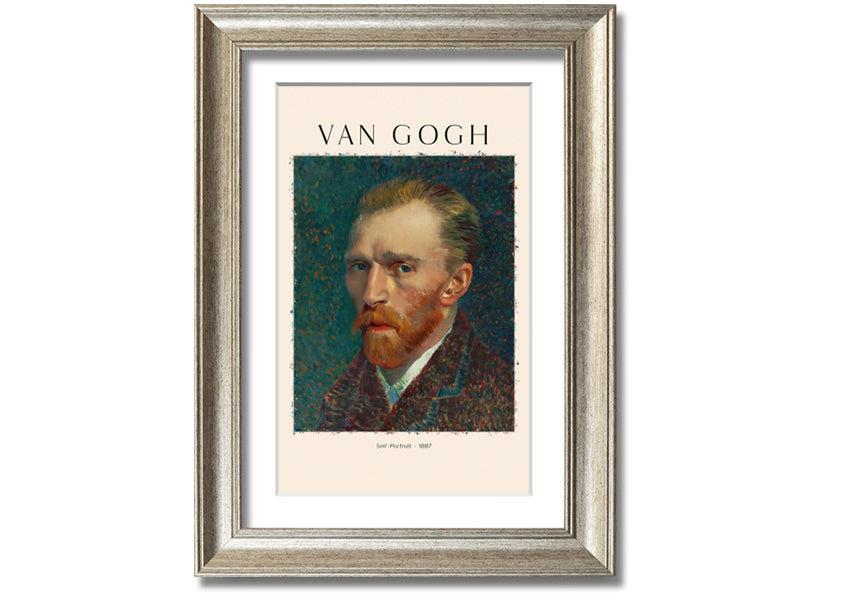 A vibrant reproduction of Van Gogh's Self-Portrait from 1887, printed on coated polyester canvas and mounted on a 44mm box frame.
