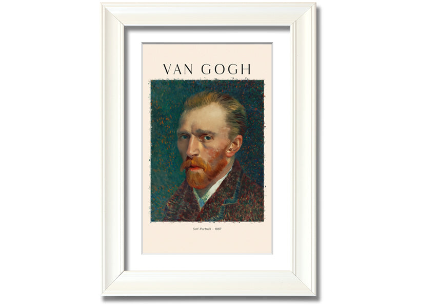 A vibrant reproduction of Van Gogh's Self-Portrait from 1887, printed on coated polyester canvas and mounted on a 44mm box frame.