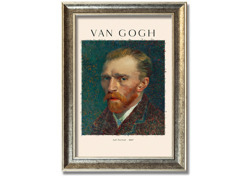 A vibrant reproduction of Van Gogh's Self-Portrait from 1887, printed on coated polyester canvas and mounted on a 44mm box frame.