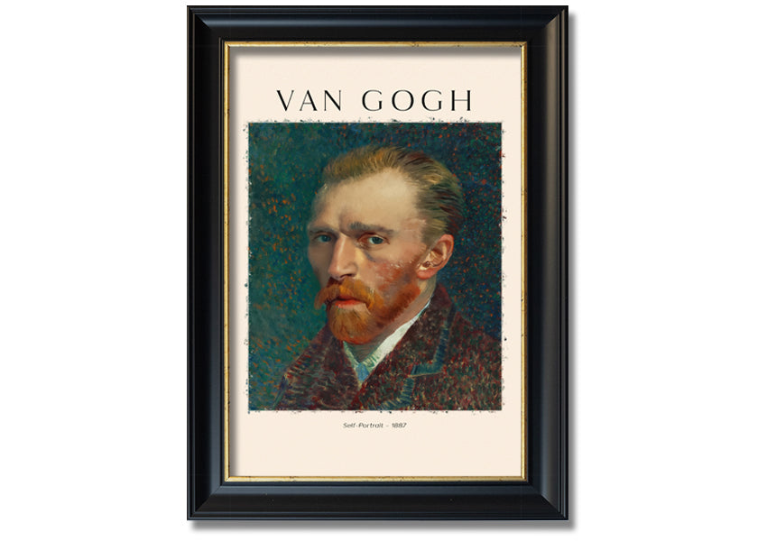 A vibrant reproduction of Van Gogh's Self-Portrait from 1887, printed on coated polyester canvas and mounted on a 44mm box frame.