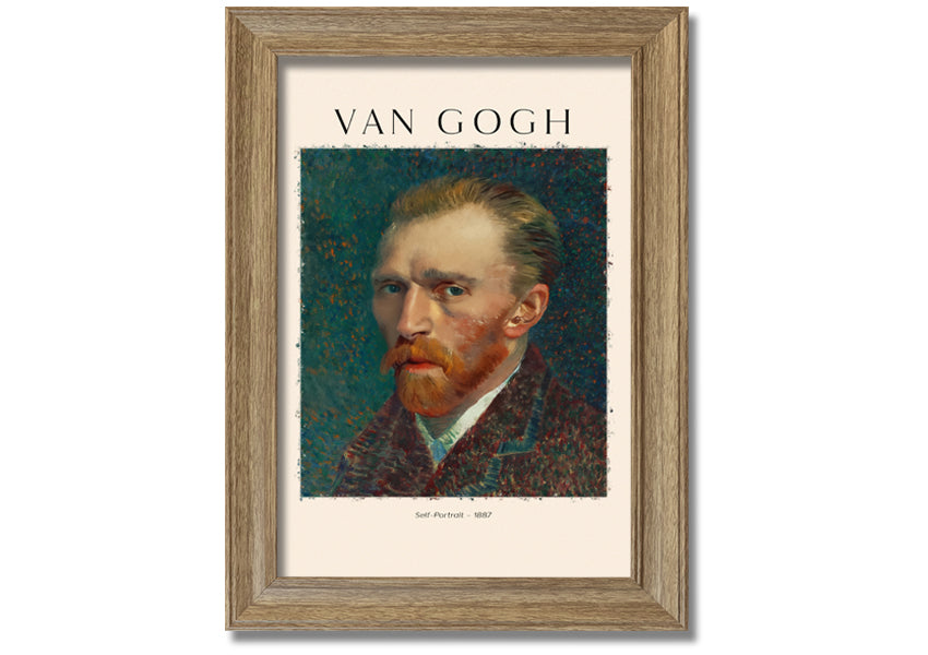 A vibrant reproduction of Van Gogh's Self-Portrait from 1887, printed on coated polyester canvas and mounted on a 44mm box frame.