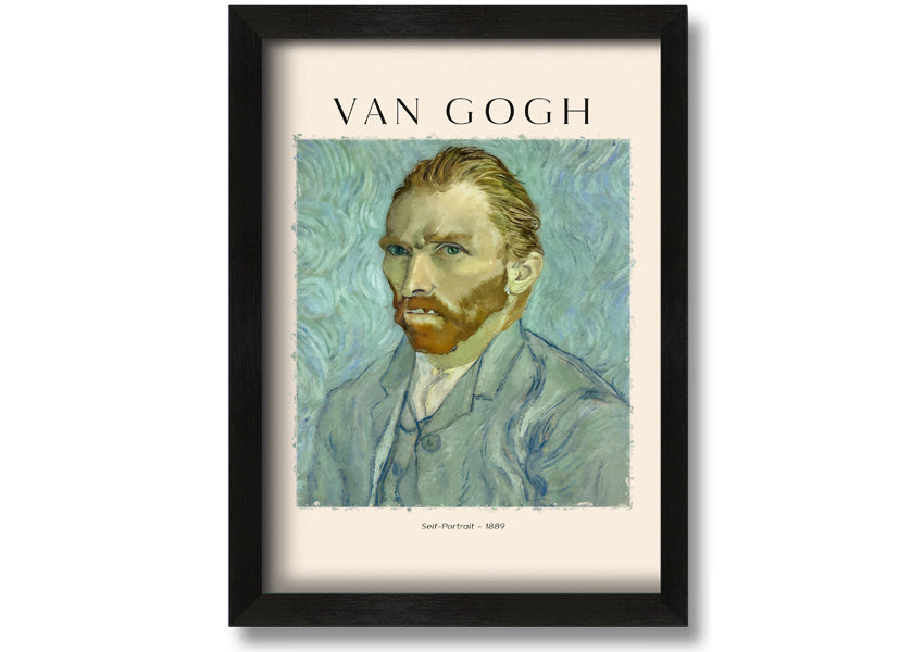 A vibrant reproduction of Van Gogh's Self-Portrait - 1889, printed on canvas and mounted on a box frame, showcasing rich colors and expressive brushwork.
