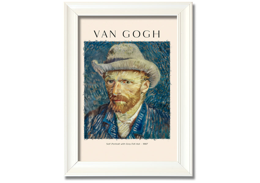 A detailed reproduction of Van Gogh's Self-Portrait With Grey Felt Hat, showcasing vibrant colors and textures on a canvas.