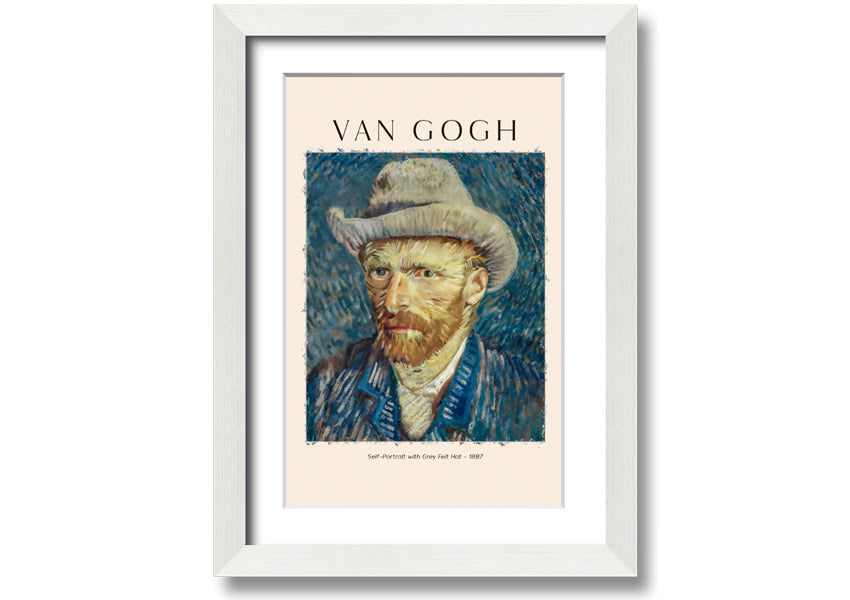 A detailed reproduction of Van Gogh's Self-Portrait With Grey Felt Hat, showcasing vibrant colors and textures on a canvas.