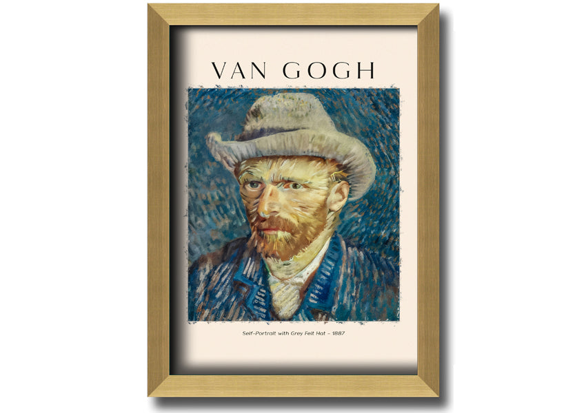 A detailed reproduction of Van Gogh's Self-Portrait With Grey Felt Hat, showcasing vibrant colors and textures on a canvas.