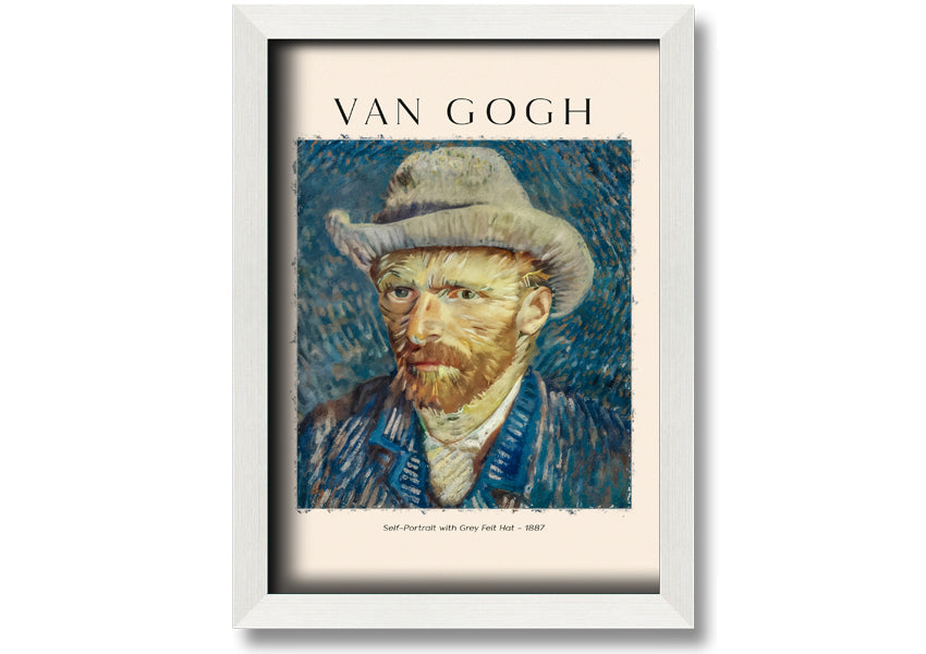 A detailed reproduction of Van Gogh's Self-Portrait With Grey Felt Hat, showcasing vibrant colors and textures on a canvas.