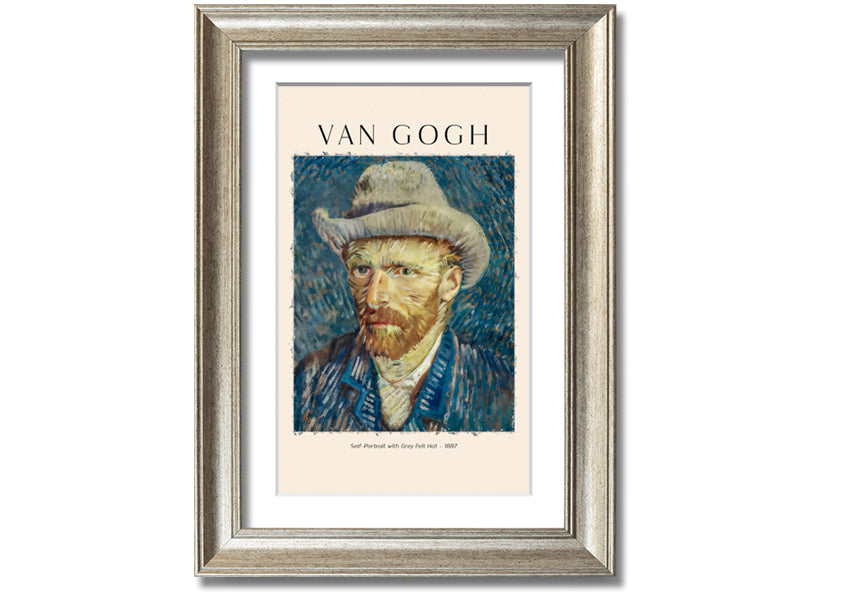 A detailed reproduction of Van Gogh's Self-Portrait With Grey Felt Hat, showcasing vibrant colors and textures on a canvas.