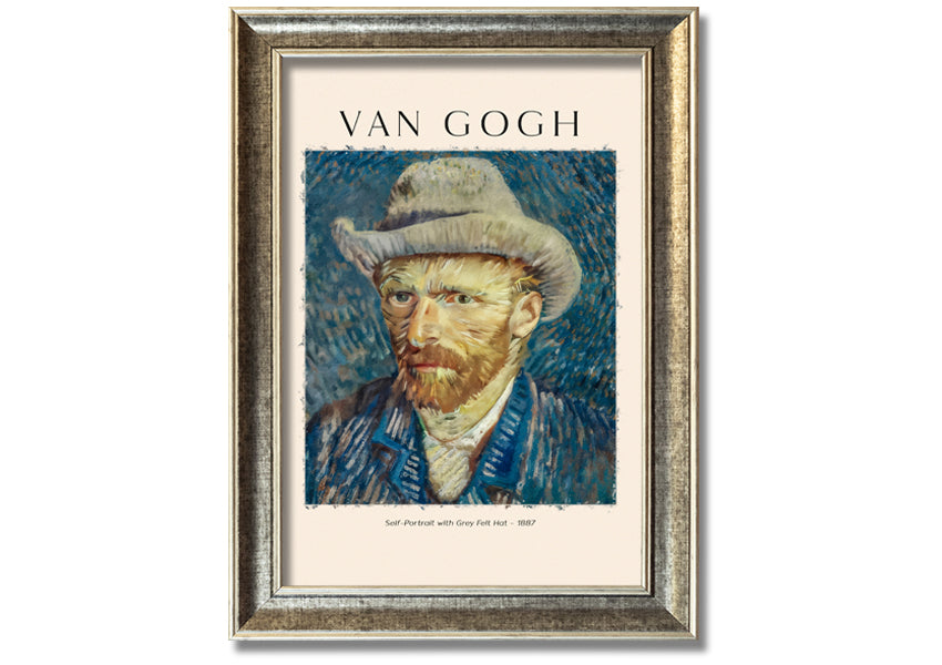 A detailed reproduction of Van Gogh's Self-Portrait With Grey Felt Hat, showcasing vibrant colors and textures on a canvas.