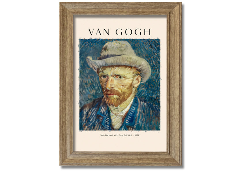 A detailed reproduction of Van Gogh's Self-Portrait With Grey Felt Hat, showcasing vibrant colors and textures on a canvas.