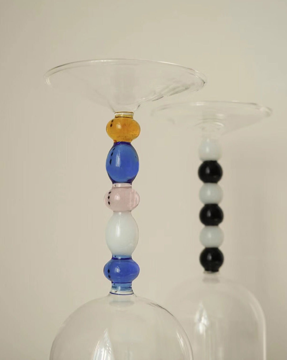 Set of 2 elegant gemstone Bordeaux wine glasses with unique stems, showcasing premium crystal craftsmanship.