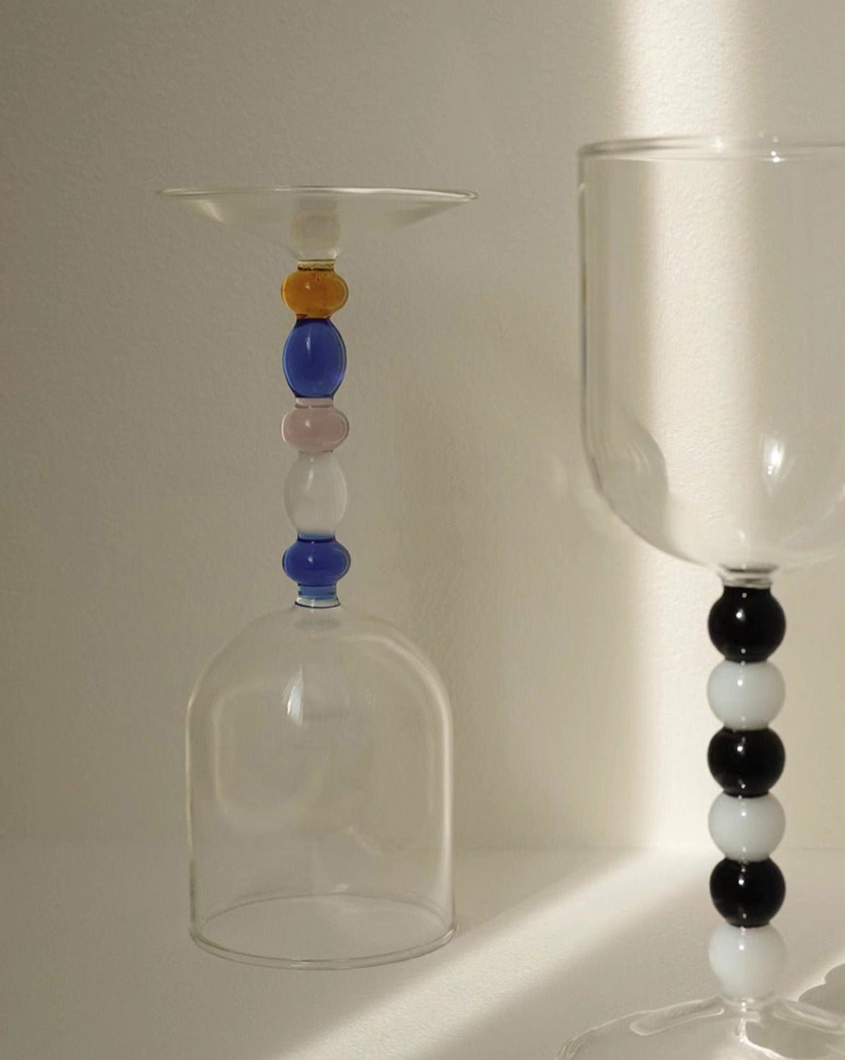 Set of 2 elegant gemstone Bordeaux wine glasses with unique stems, showcasing premium crystal craftsmanship.