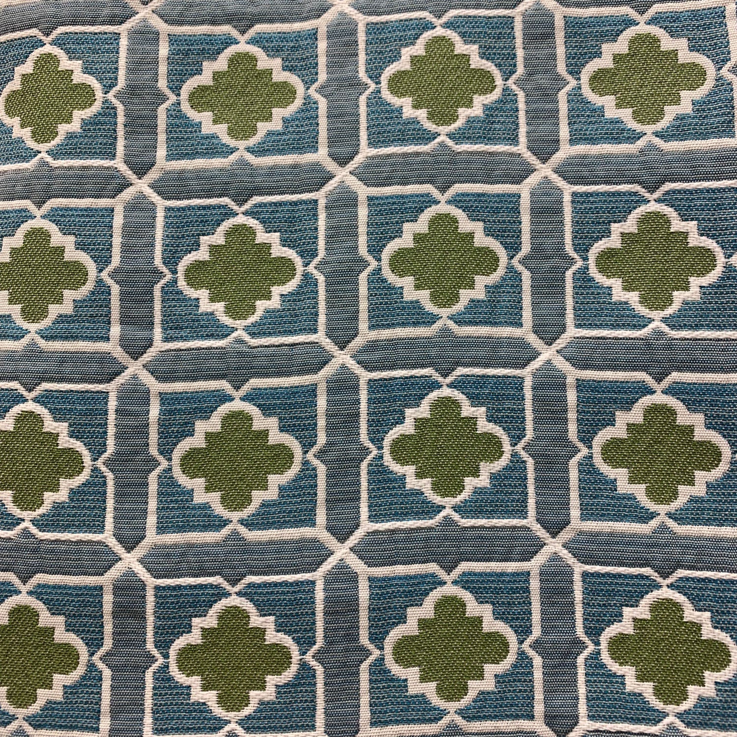 Shamrock Gem Blue and Green Geometric Luxury Throw Pillow showcasing vibrant colors and unique geometric patterns, perfect for indoor and outdoor decor.