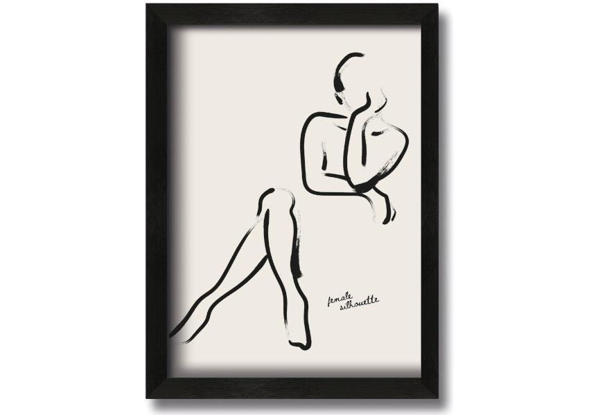 A beautifully framed print of a silhouette woman, showcasing elegant lines and available in various frame colors.