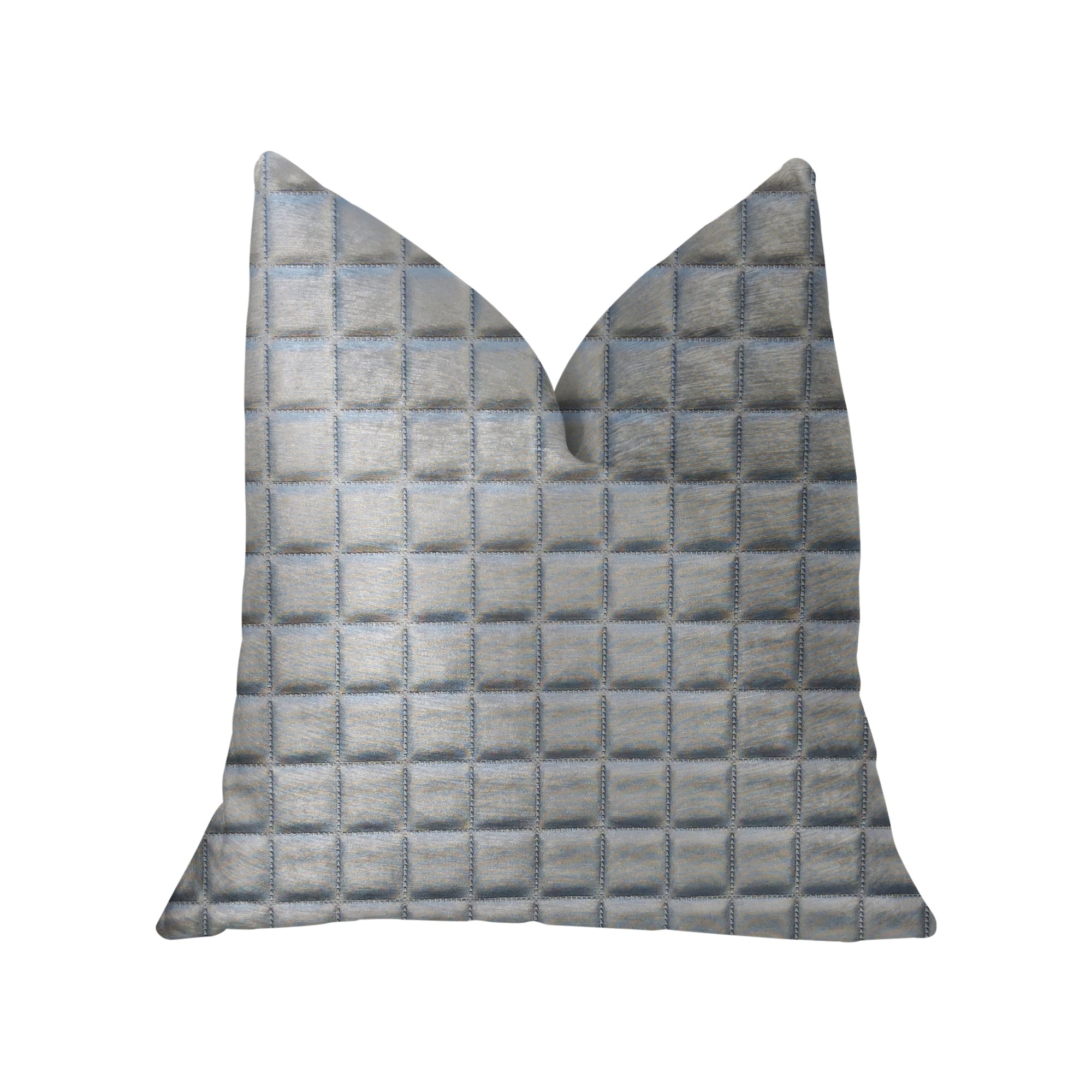 Silverton Silver Artificial Leather Luxury Throw Pillow showcasing its elegant design and luxurious texture.