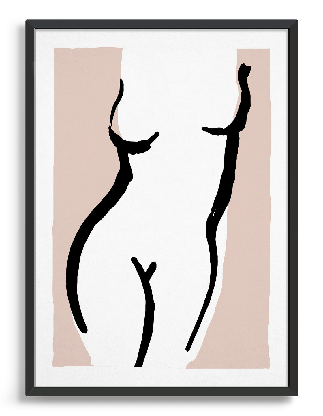 A contemporary nude artwork featuring a female figure in soft pink tones, printed on fine art paper.