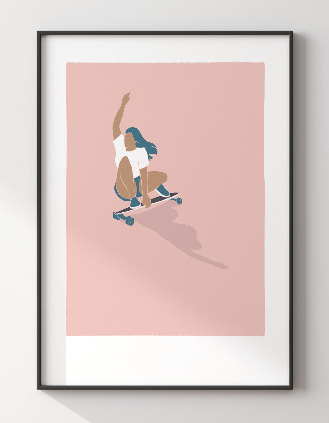 Vibrant Skater Girl III print featuring dynamic skateboarding design, perfect for wall decoration.