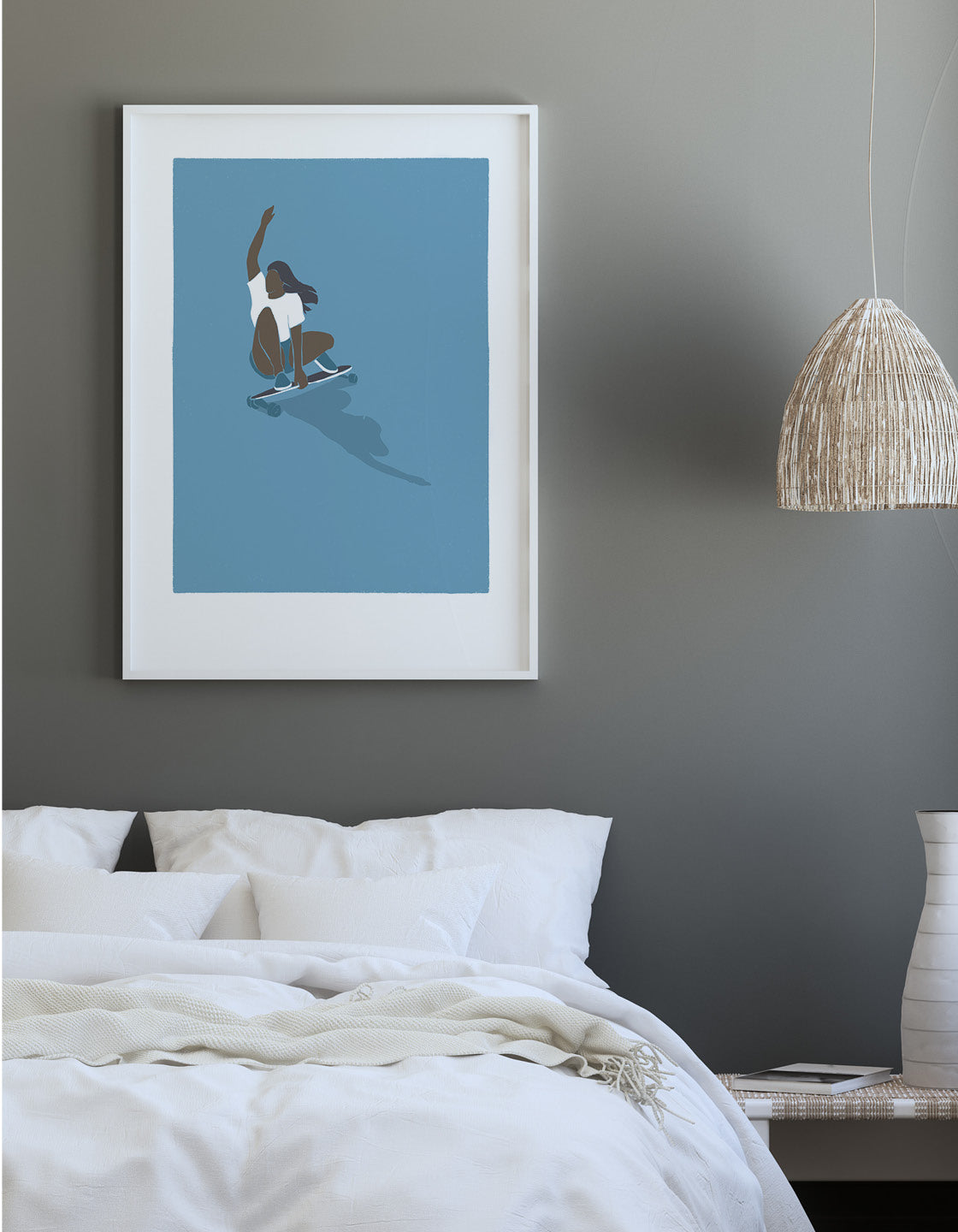 Vibrant Skater Girl III print featuring dynamic skateboarding design, perfect for wall decoration.