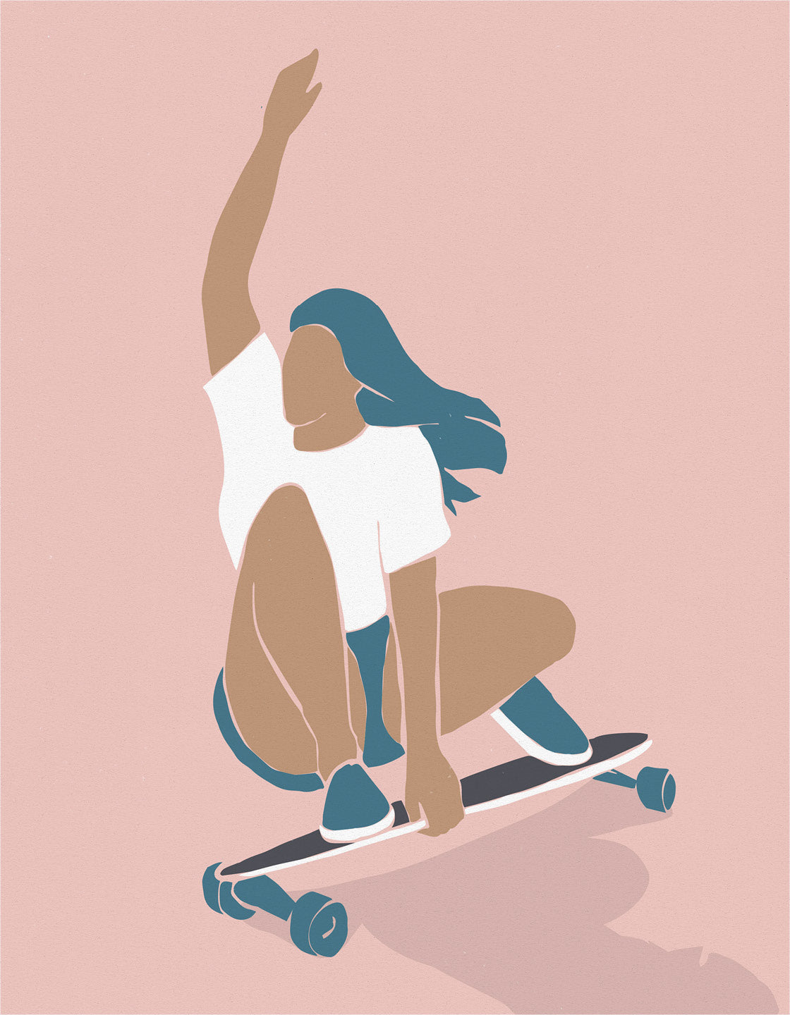 Vibrant Skater Girl III print featuring dynamic skateboarding design, perfect for wall decoration.