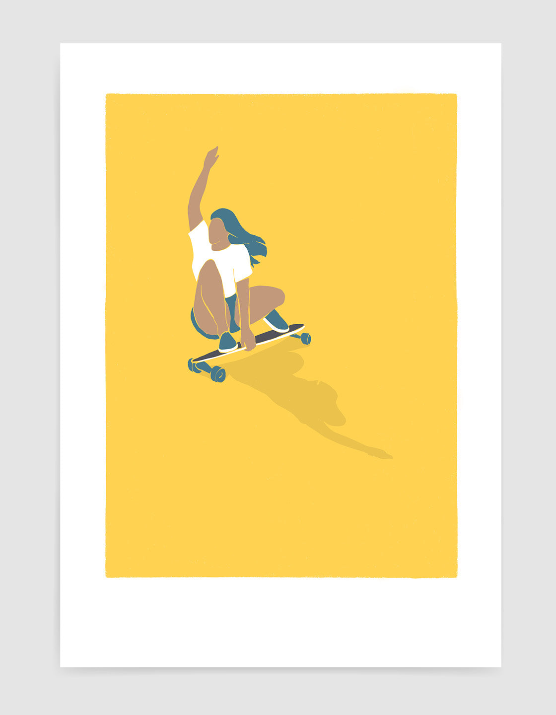 Vibrant Skater Girl III print featuring dynamic skateboarding design, perfect for wall decoration.