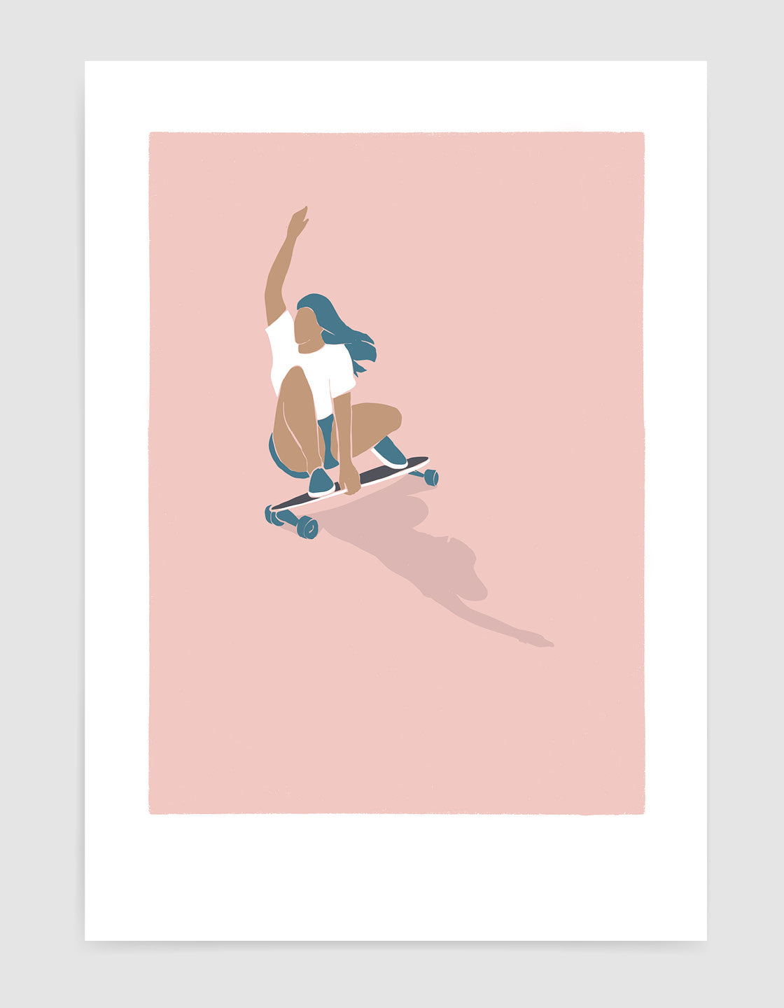 Vibrant Skater Girl III print featuring dynamic skateboarding design, perfect for wall decoration.