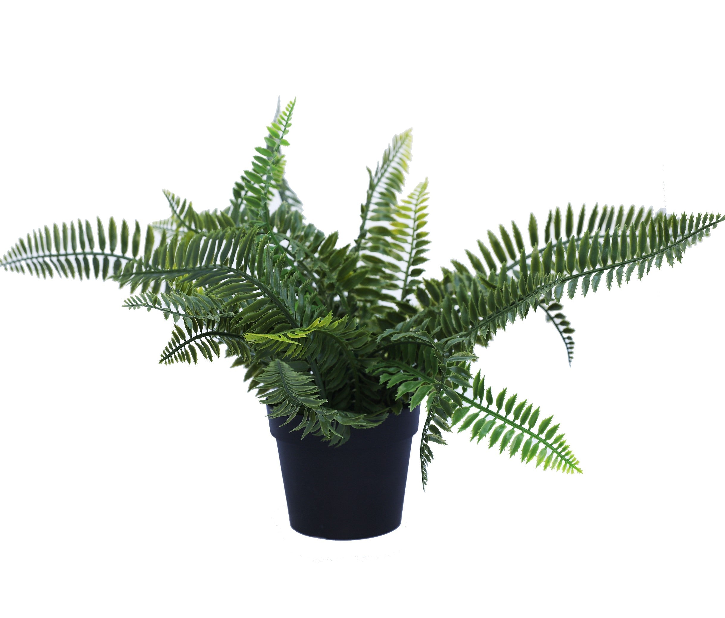 Small Potted Artificial Dark Green Fern Plant, 20cm, UV resistant, realistic leaves, perfect for indoor and outdoor use.