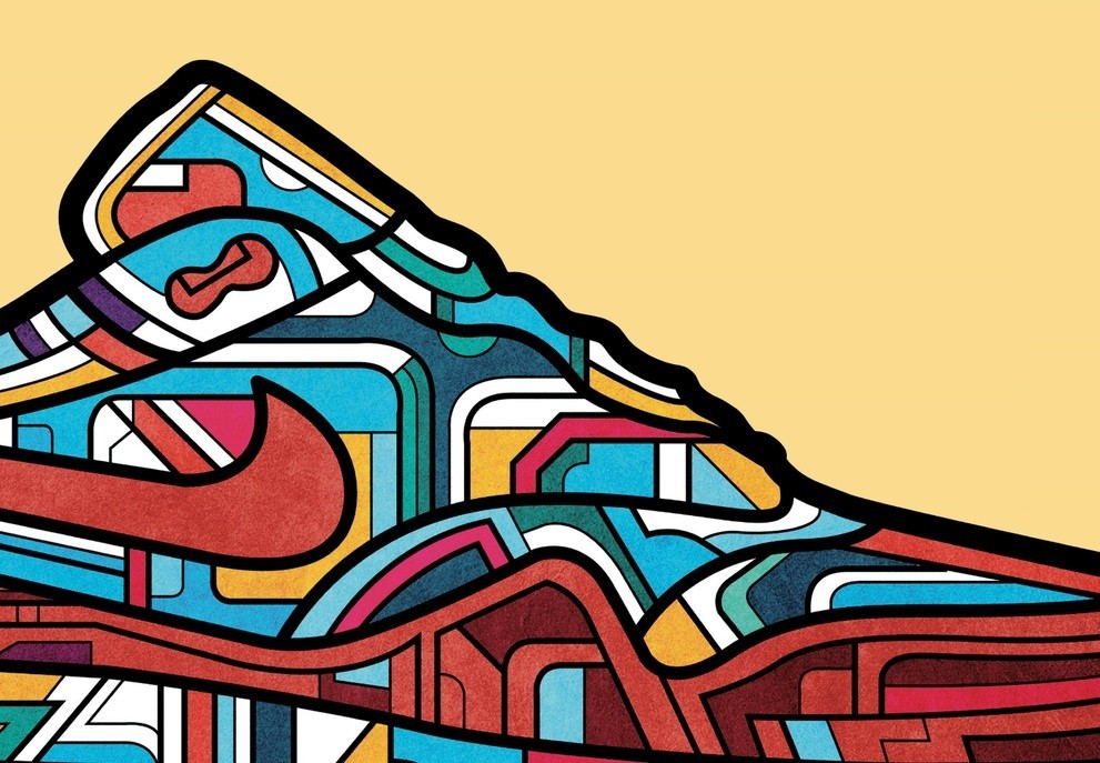 SNEAKERS 4 artwork from Van Orton's Classic Sneakers Collection, featuring vibrant colors and intricate designs on fine arts paper.