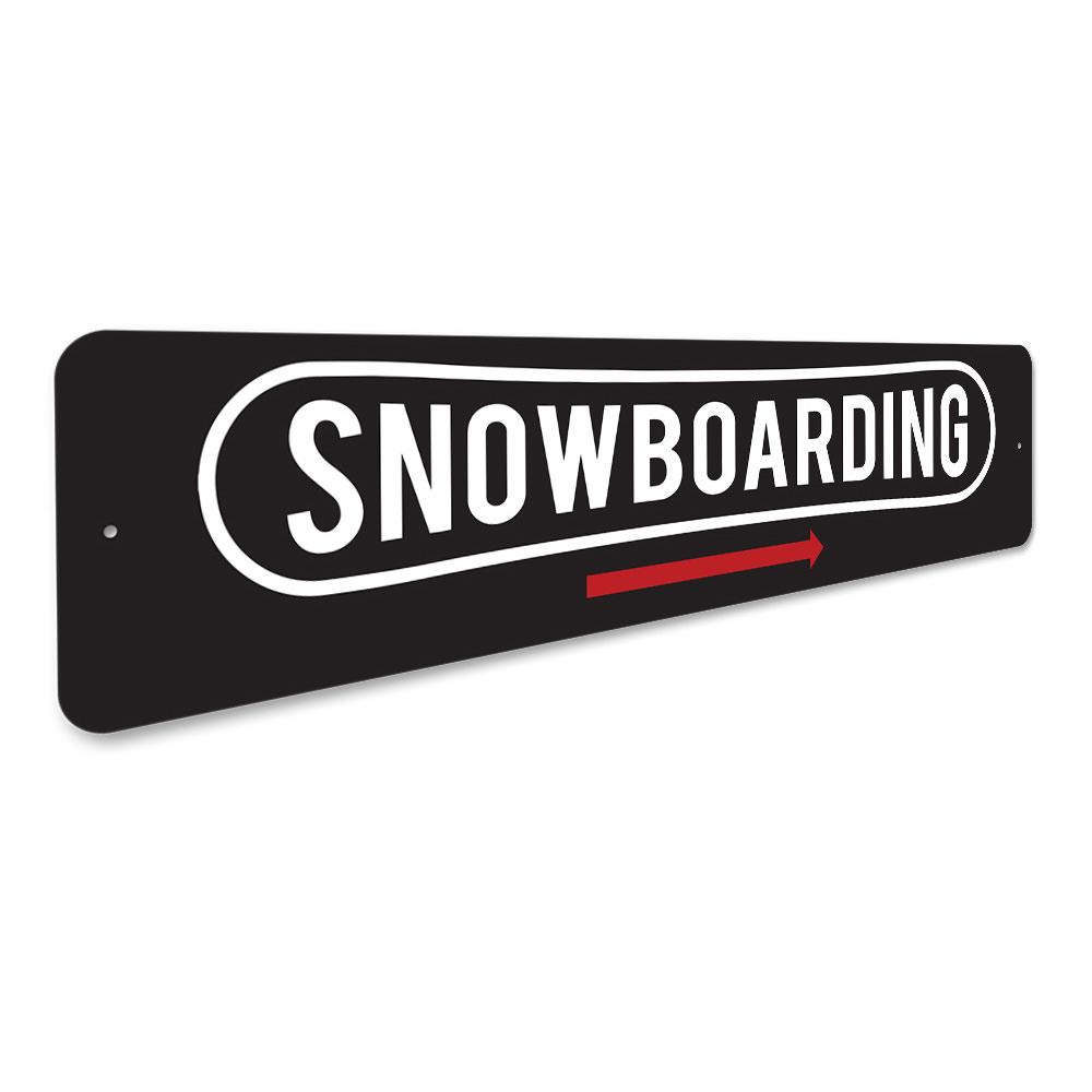 Snowboarding Arrow Sign made of high-quality aluminum, featuring a stylish design perfect for indoor or outdoor decor.