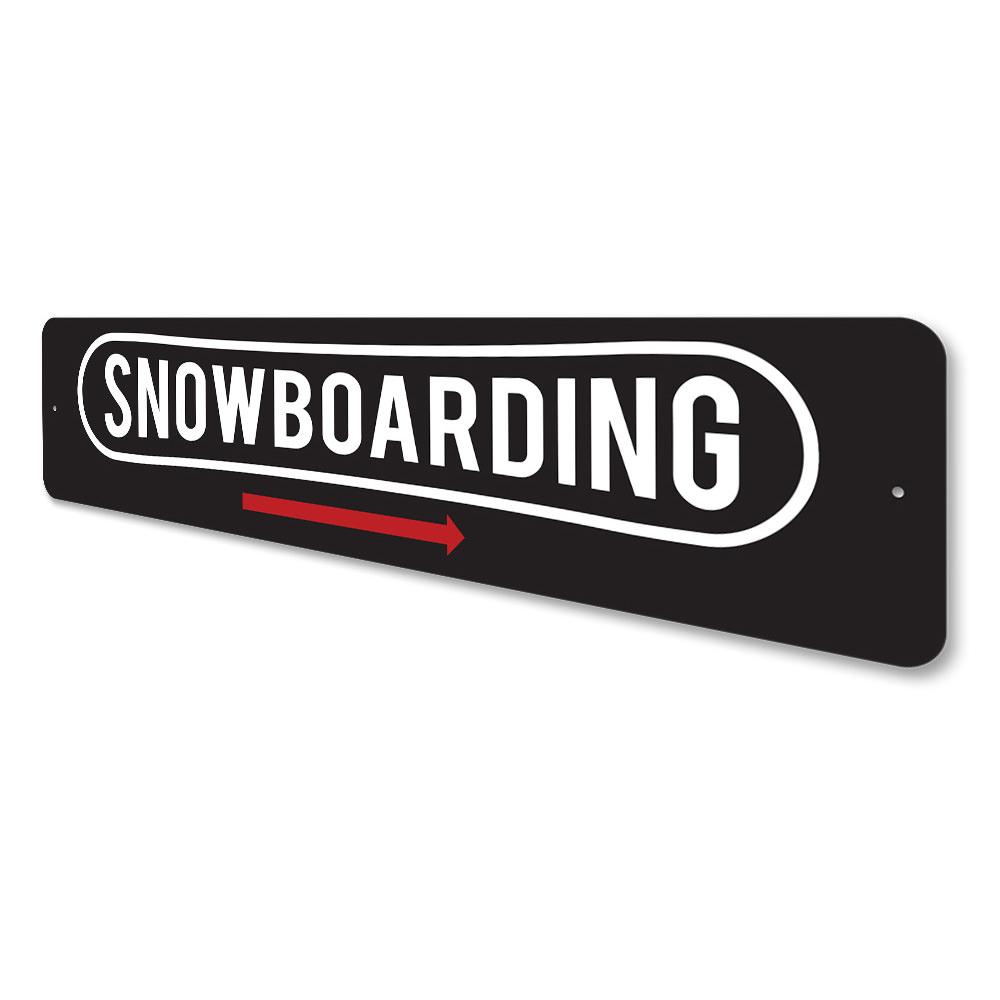 Snowboarding Arrow Sign made of high-quality aluminum, featuring a stylish design perfect for indoor or outdoor decor.