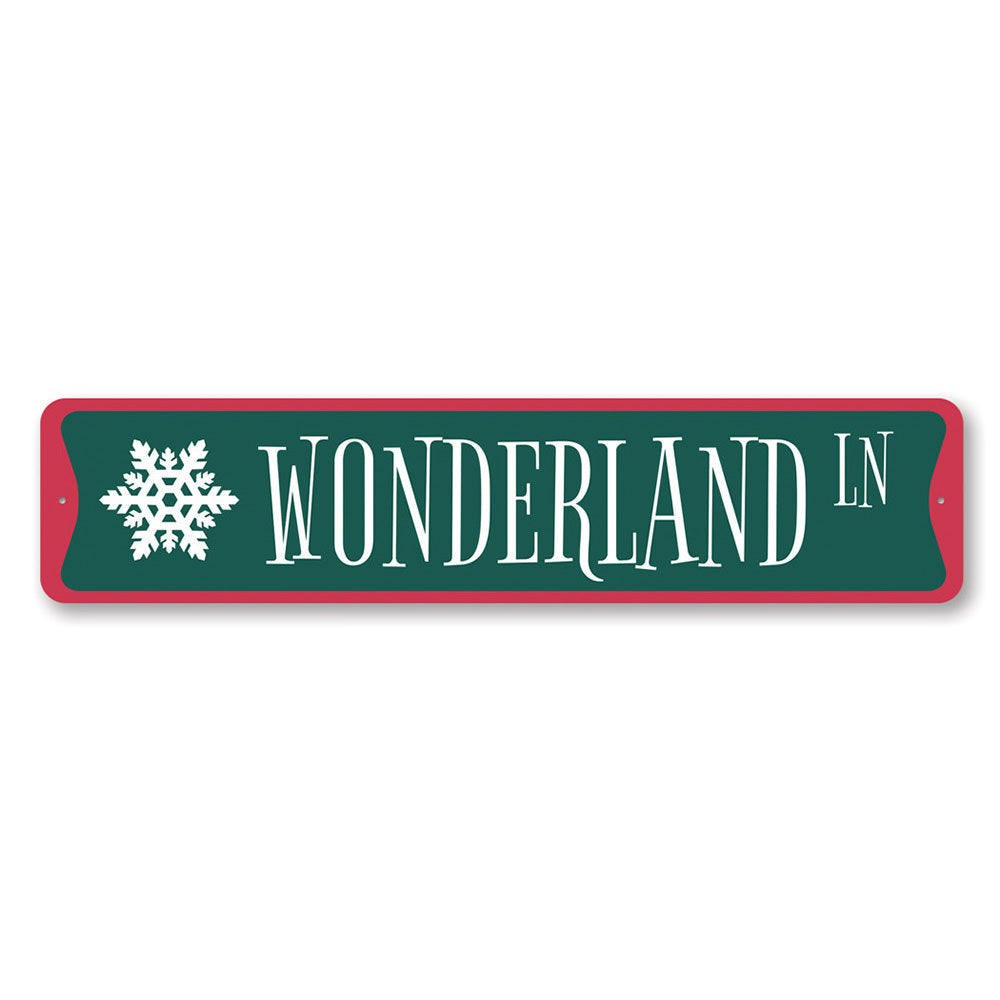 Snowflake Wonderland Lane Christmas Sign featuring festive snowflakes and a charming design, perfect for holiday decor.