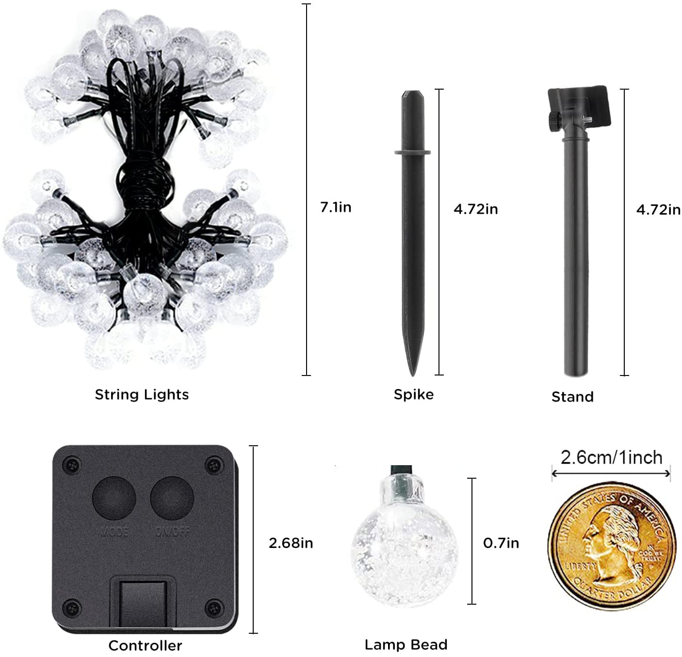 Solar 100LED Crystal Globe Lights with colorful bubble crystal balls, perfect for outdoor decoration during festive occasions.