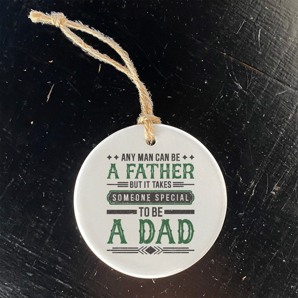 A beautifully crafted porcelain ornament featuring a heartfelt design for dads, showcasing a smooth glossy finish and vibrant colors.