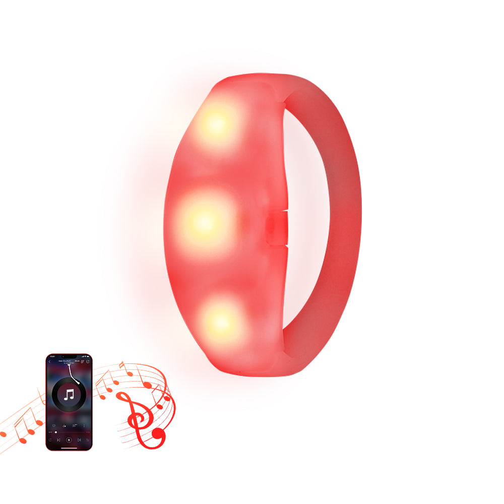 A vibrant pack of 50 Sound Activated LED Wristbands, showcasing various colors and designs, perfect for parties and events.