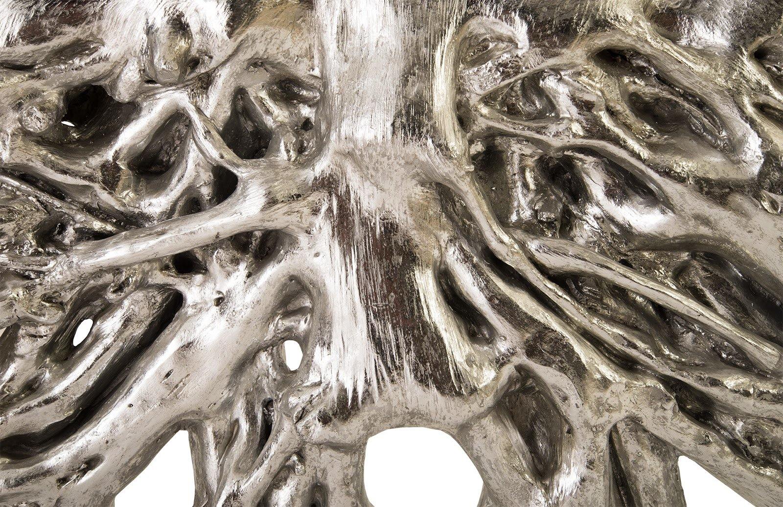 Square Root Console Table in Silver Leaf, showcasing its elegant design and shimmering finish.