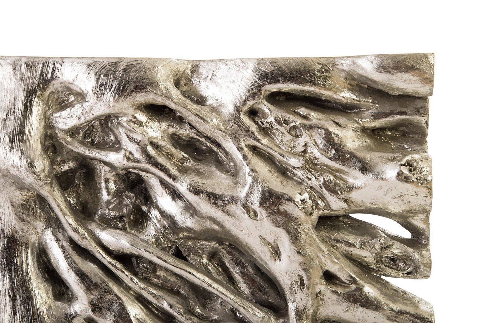 Square Root Console Table in Silver Leaf, showcasing its elegant design and shimmering finish.