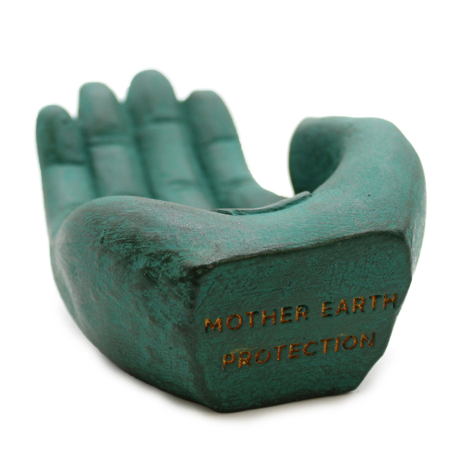 Stone Hand Incense Burner in green, handcrafted by Indonesian artisans, showcasing unique stone design and intricate details.