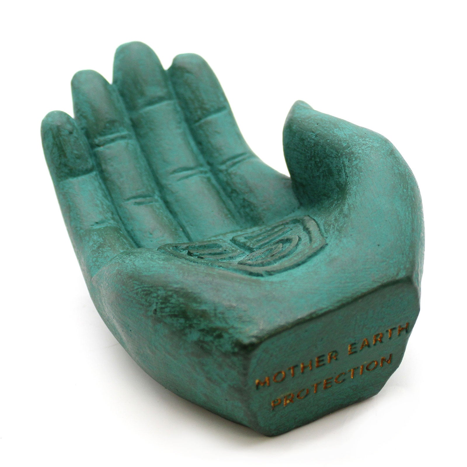 Stone Hand Incense Burner in green, handcrafted by Indonesian artisans, showcasing unique stone design and intricate details.