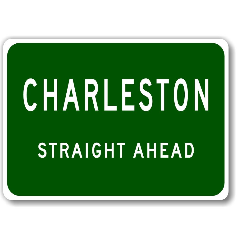 Straight Ahead City Limit Sign made of high-quality aluminum, featuring customizable text options for personalization.
