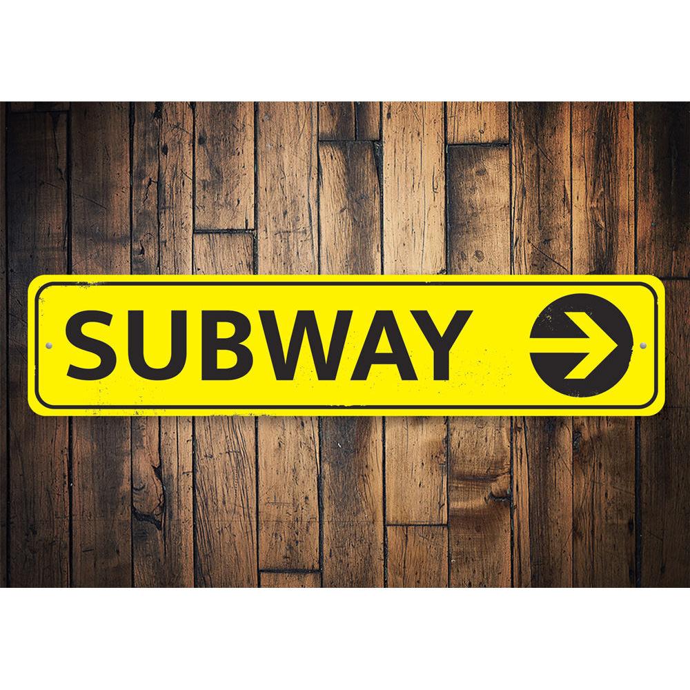 Customizable Subway Sign made of high-quality aluminum, featuring pre-drilled holes for easy mounting, perfect for home decor.