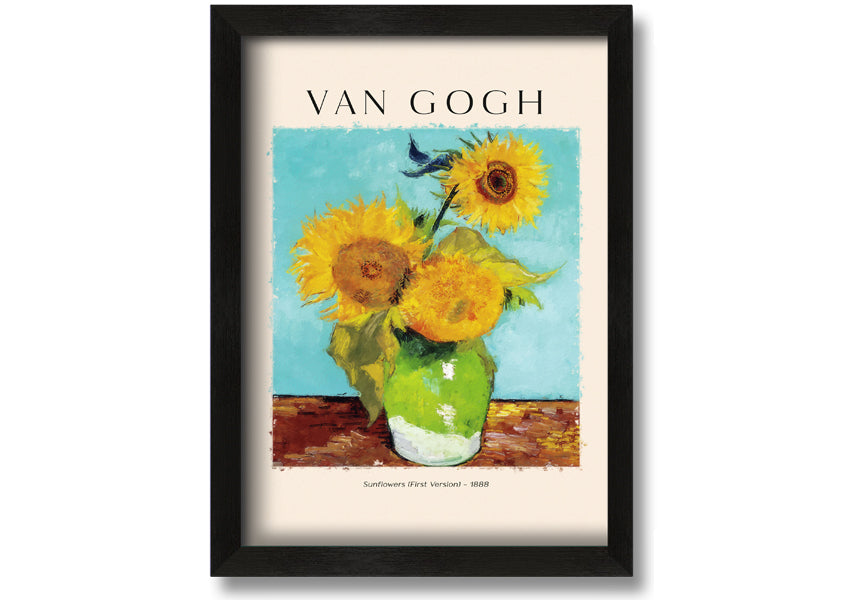 A vibrant canvas print of Van Gogh's Sunflowers 1888, showcasing bright yellow flowers against a textured background.