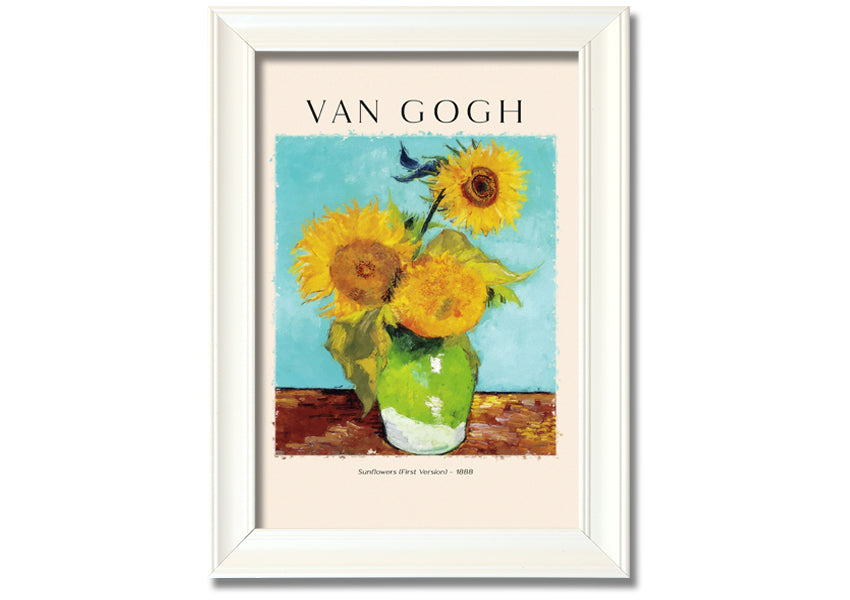 A vibrant canvas print of Van Gogh's Sunflowers 1888, showcasing bright yellow flowers against a textured background.