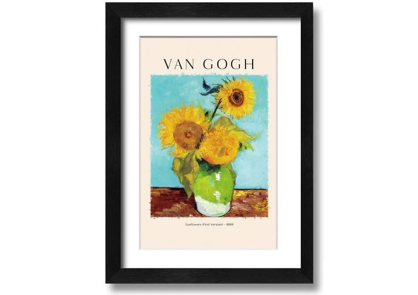 A vibrant canvas print of Van Gogh's Sunflowers 1888, showcasing bright yellow flowers against a textured background.