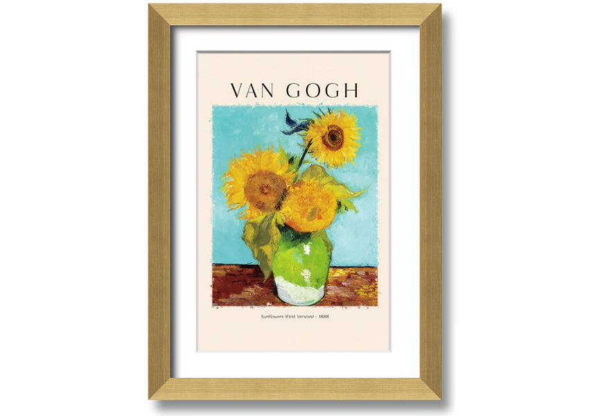 A vibrant canvas print of Van Gogh's Sunflowers 1888, showcasing bright yellow flowers against a textured background.