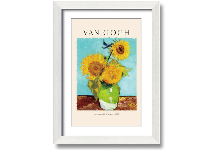 A vibrant canvas print of Van Gogh's Sunflowers 1888, showcasing bright yellow flowers against a textured background.